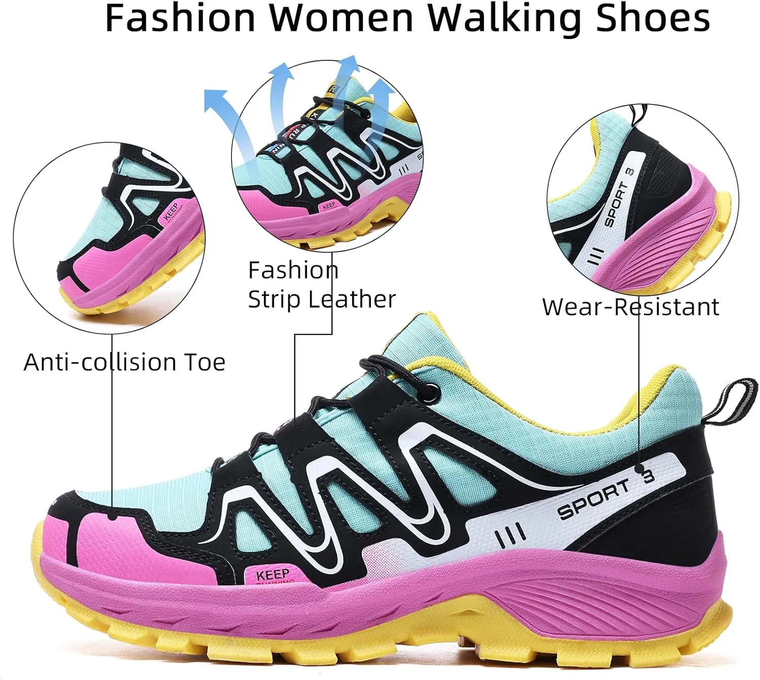 Waterproof Hiking Shoes Women Comfortable Lightweight Non-Slip Trekking Boots Fashion Walking Shoes for Women Tennis Outdoor Sneakers