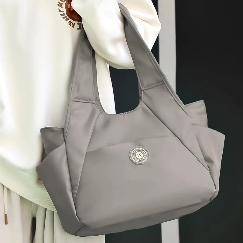 Waterproof nylon tote bag with zipper, women's cloth shoulder bag, handbag