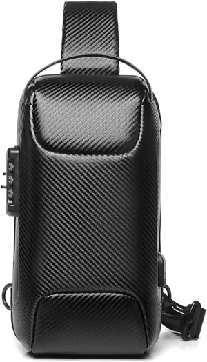 Waterproof Sling Bag for Men and Women,Chest Bag Shoulder Backpack Crossbody Backpack Hiking Daypack Motorcycle Bag(Carbon Fiber Black)