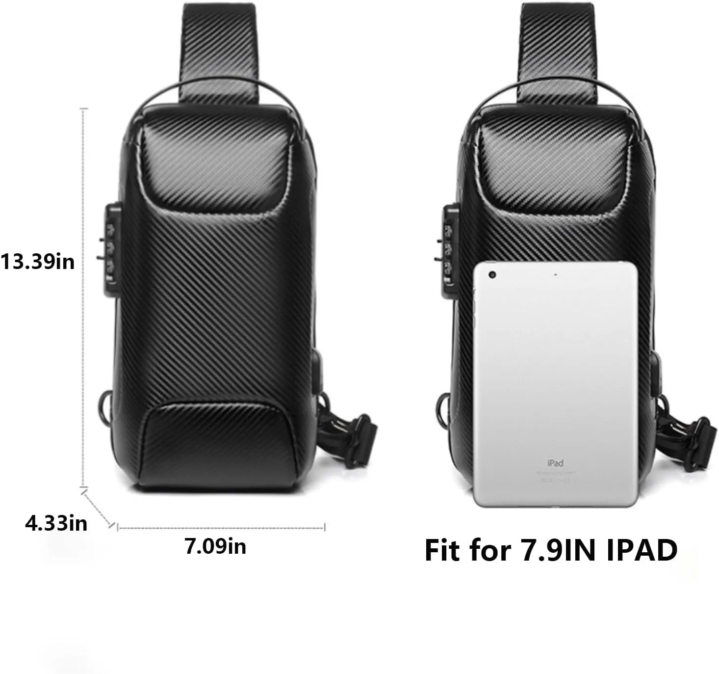 Waterproof Sling Bag for Men and Women,Chest Bag Shoulder Backpack Crossbody Backpack Hiking Daypack Motorcycle Bag(Carbon Fiber Black)