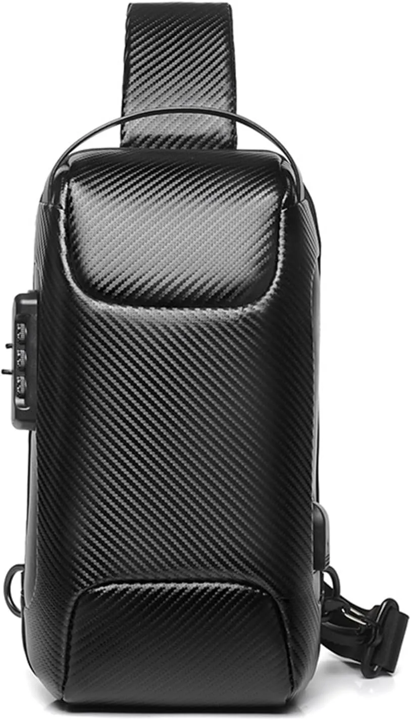 Waterproof Sling Bag for Men and Women,Chest Bag Shoulder Backpack Crossbody Backpack Hiking Daypack Motorcycle Bag(Carbon Fiber Black)