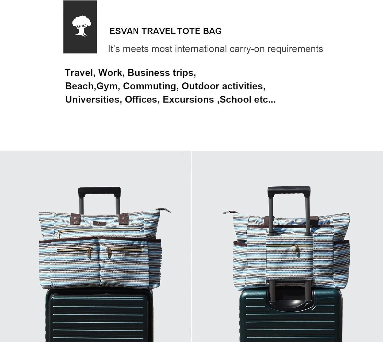 Weekender Bag Carry On Bag Overnight Tote Travel Duffle with 13 Pockets for Travel,Work，Gym,Beach,Teacher,Nurse