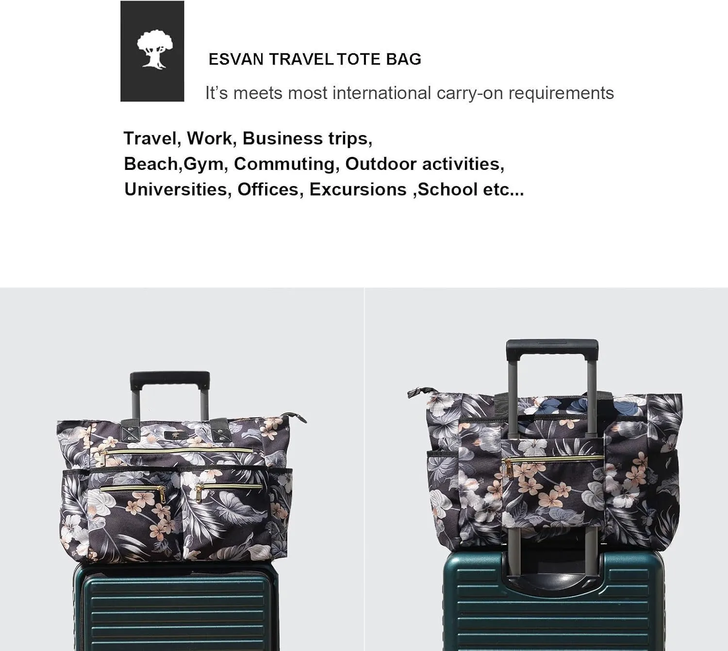 Weekender Bag Carry On Bag Overnight Tote Travel Duffle with 13 Pockets for Travel,Work，Gym,Beach,Teacher,Nurse