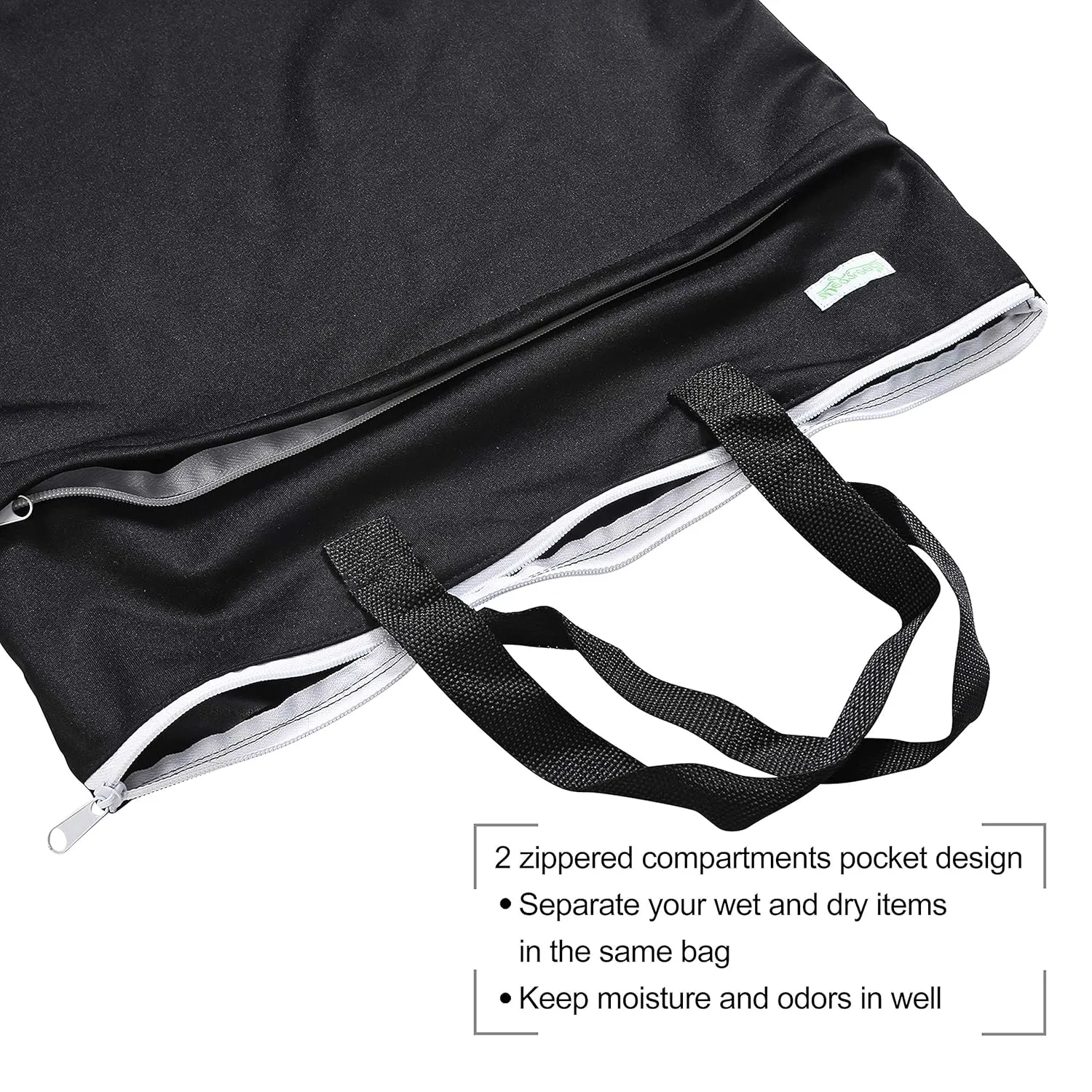 wegreeco Large Reusable Hanging Wet Dry Cloth Diaper Bag (Black)
