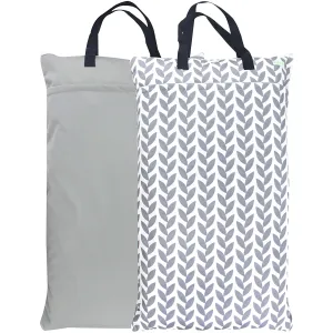 wegreeco Reusable Hanging Wet Dry Cloth Diaper Bag (Grey Leaf, Grey)