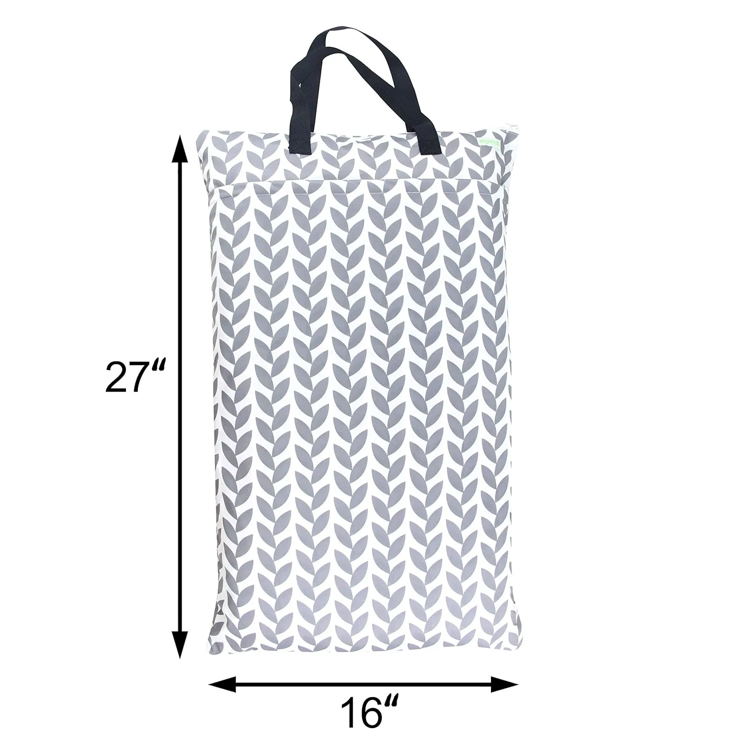 wegreeco Reusable Hanging Wet Dry Cloth Diaper Bag (Grey Leaf, Grey)