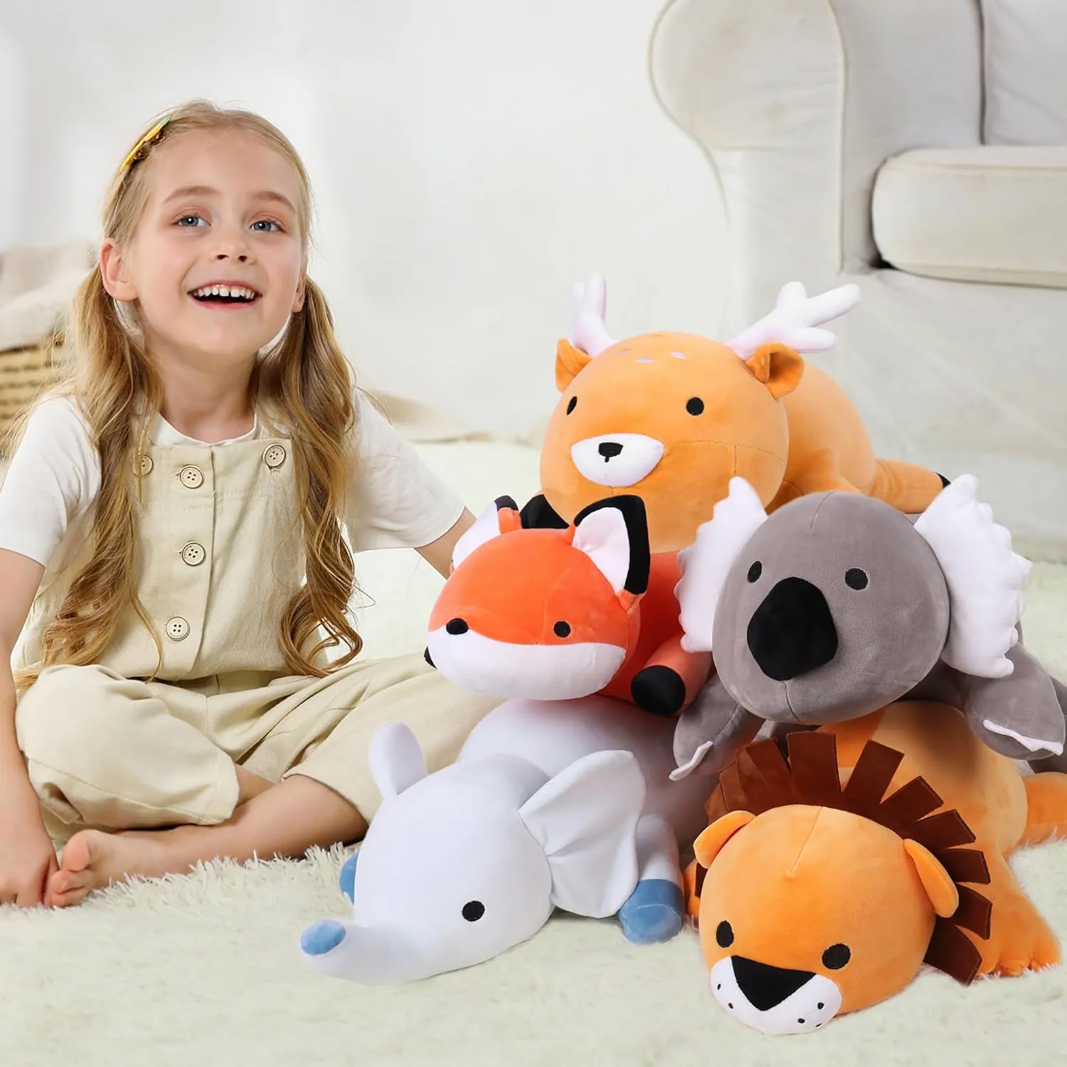 Weighted Stuffed Animals, 24" Weighted Deer Plush Toy 4.2 Lb Soft Pillow Cute Giant Plushie Gifts for Kids & Adults(Deer)