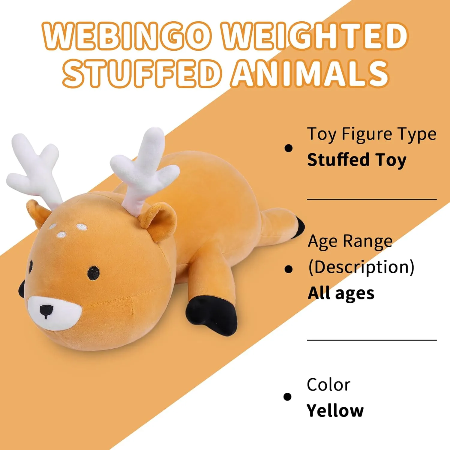 Weighted Stuffed Animals, 24" Weighted Deer Plush Toy 4.2 Lb Soft Pillow Cute Giant Plushie Gifts for Kids & Adults(Deer)