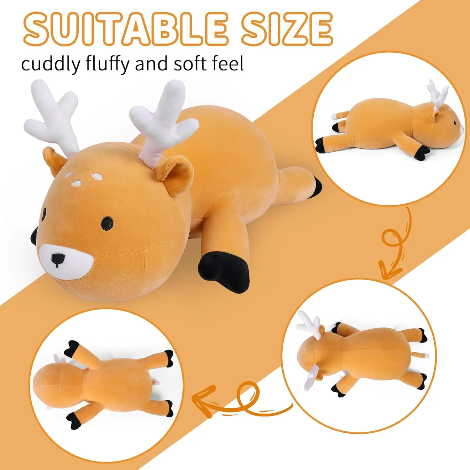 Weighted Stuffed Animals, 24" Weighted Deer Plush Toy 4.2 Lb Soft Pillow Cute Giant Plushie Gifts for Kids & Adults(Deer)