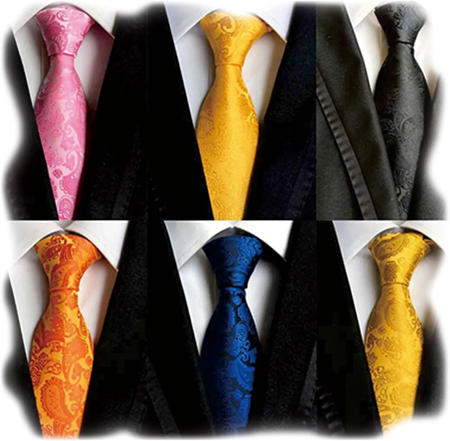WeiShang Lot 6 PCS Classic Men's Silk Tie Necktie Woven JACQUARD Neck Ties