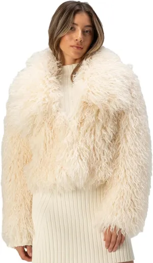 WEST OF MELROSE Crop Shaggy Womens Jacket