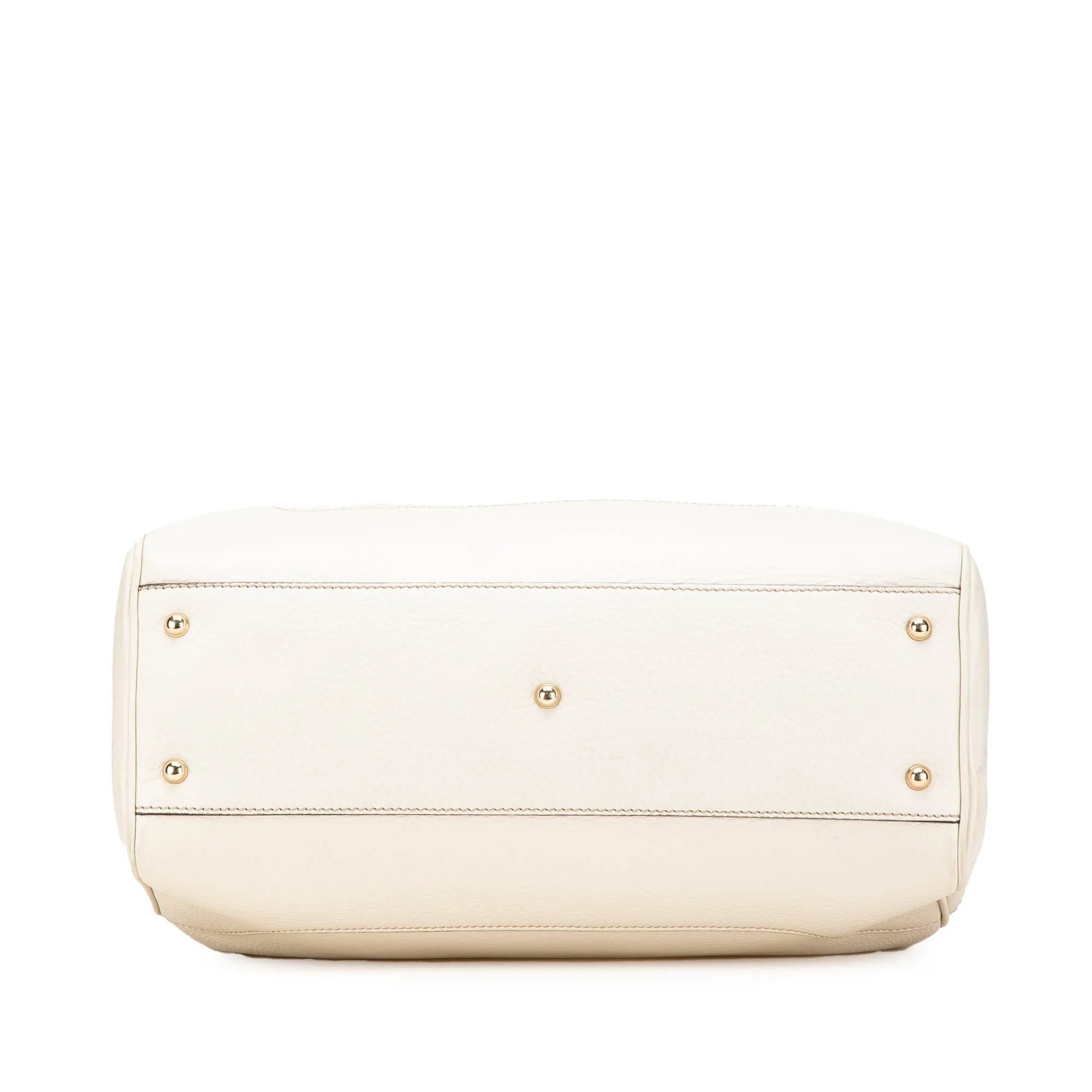White Gucci Medium Leather Bamboo Diana Tote