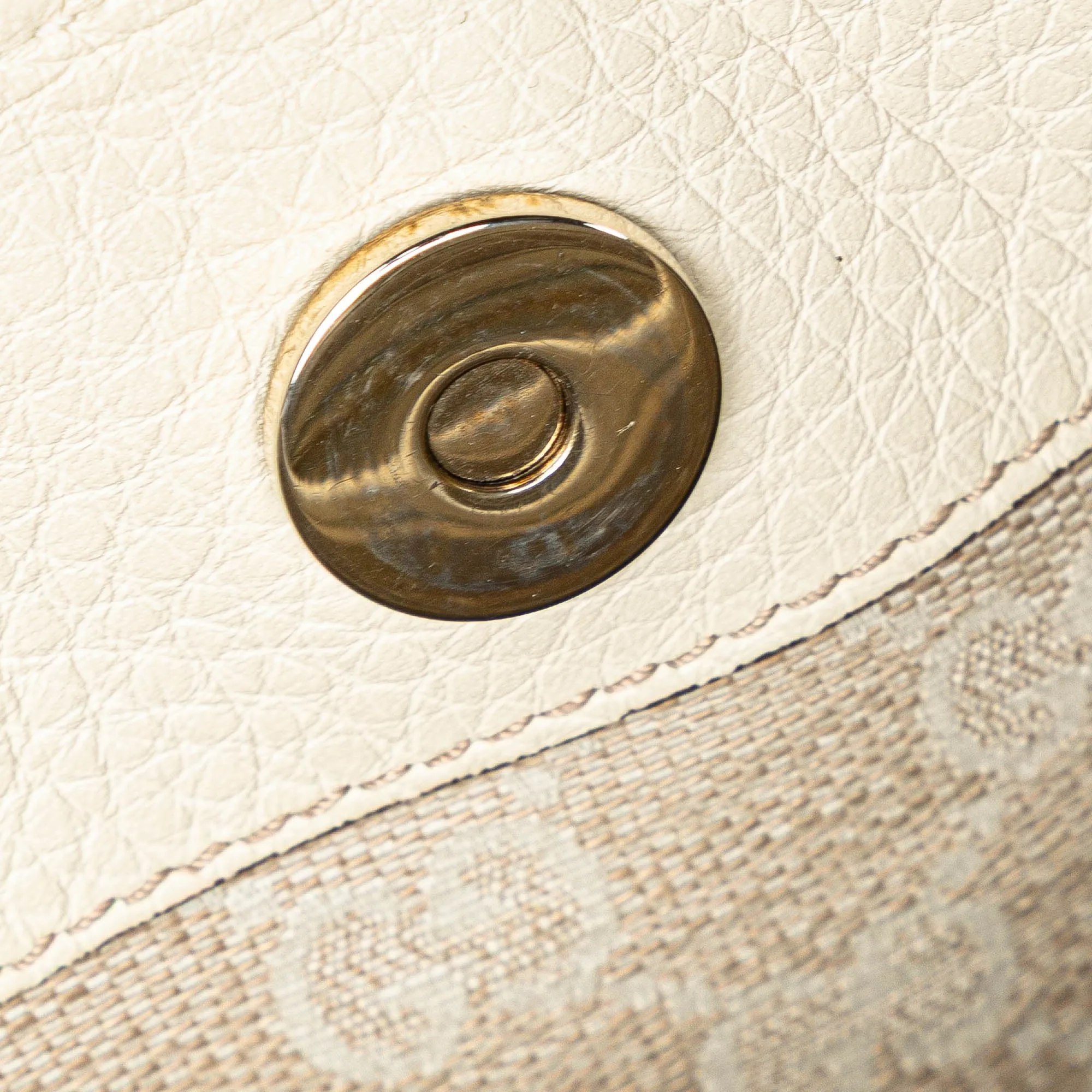 White Gucci Medium Leather Bamboo Diana Tote