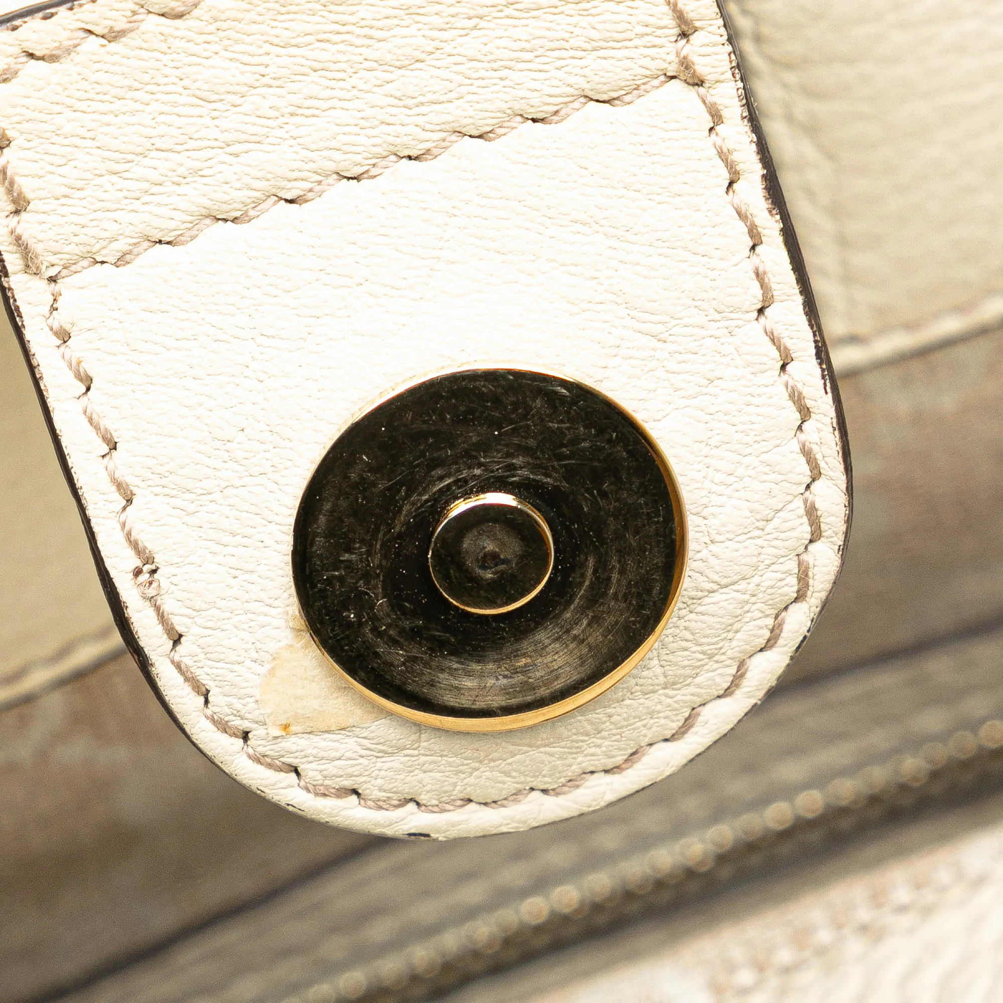 White Gucci Medium Leather Bamboo Diana Tote