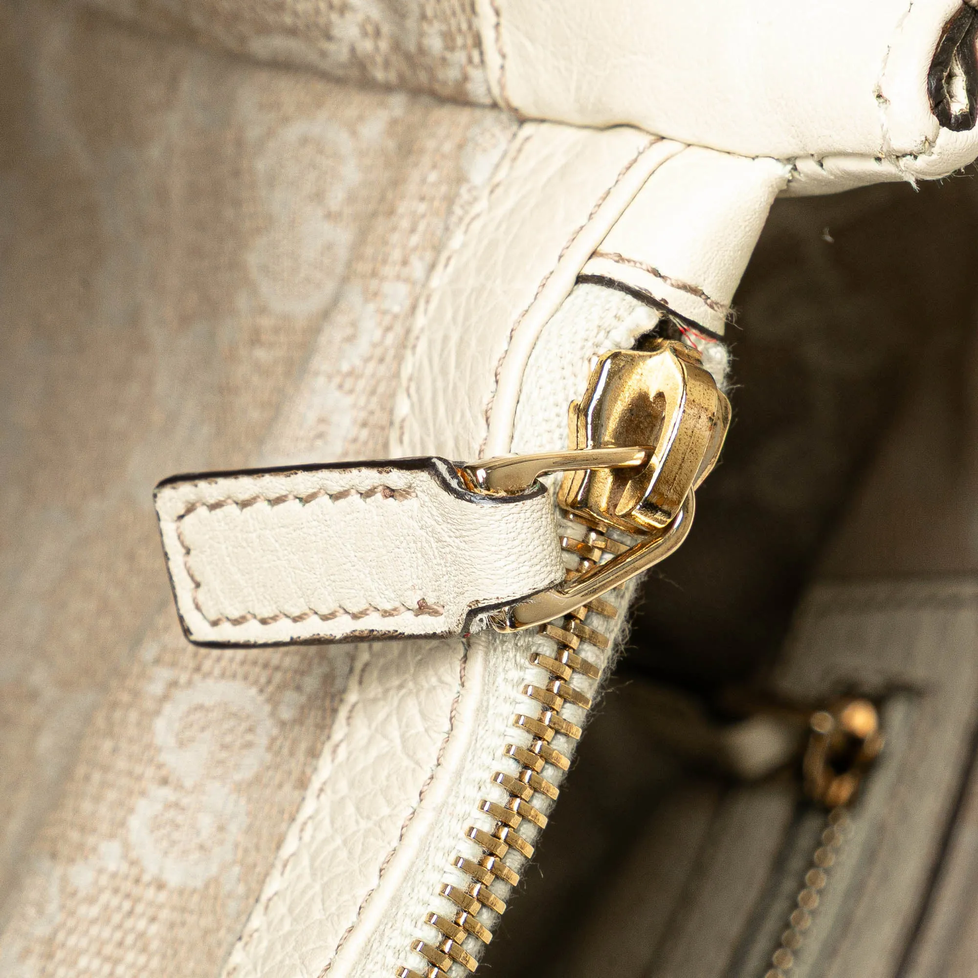 White Gucci Medium Leather Bamboo Diana Tote