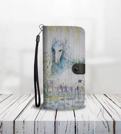 White Horse Wallet Phone Case w/ RFID Blocker
