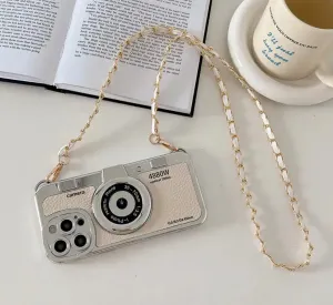 White Retro Camera Crossbody Phone Case