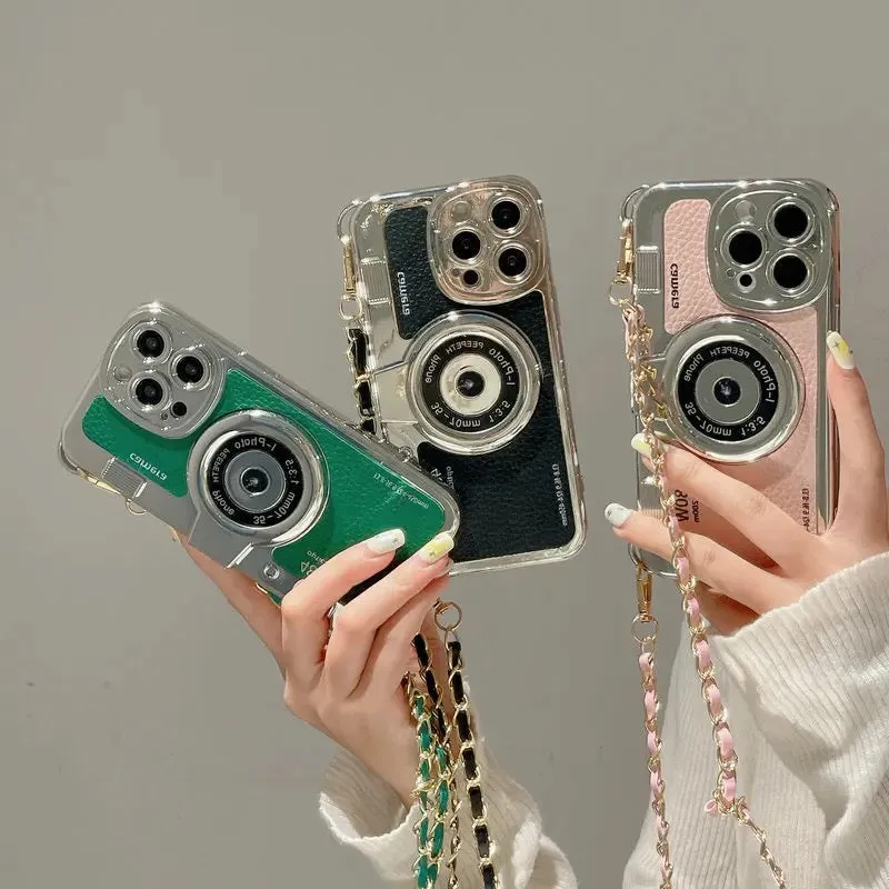 White Retro Camera Crossbody Phone Case