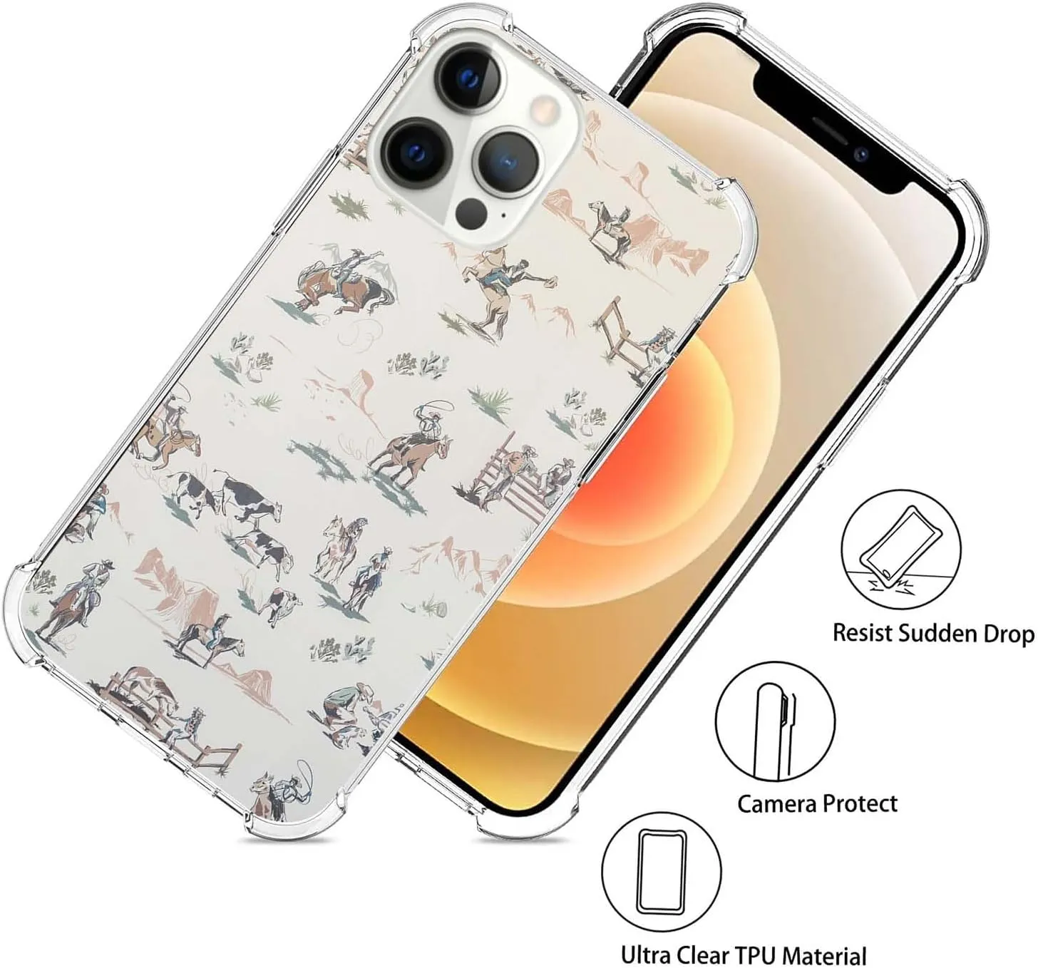 Wild West Adventure Case Compatible with iPhone 16 Pro Max, West Cowboy Desert Scenery Cover for iPhone 16 Pro Max, Cool TPU Phone Case Cover
