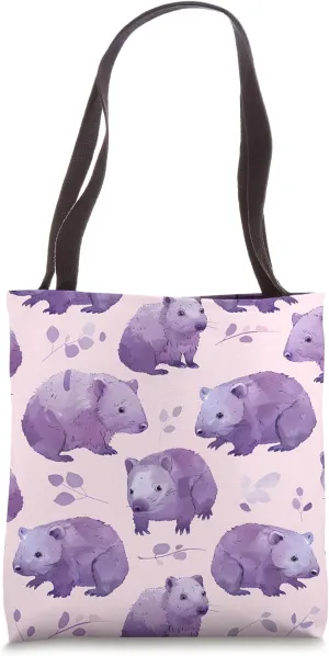 Wombat Pastel Pattern - Cute Wildlife Themed Design Tote Bag