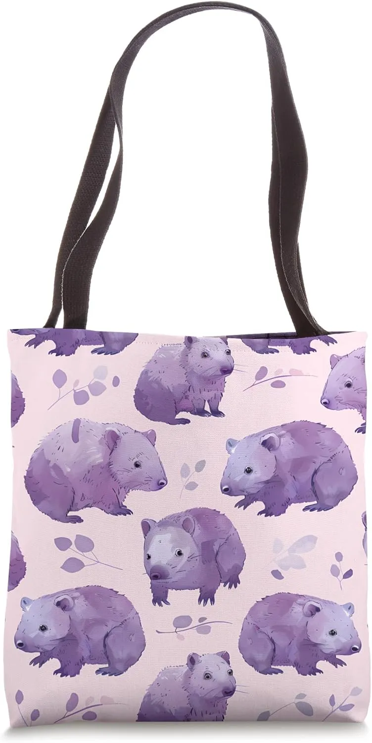 Wombat Pastel Pattern - Cute Wildlife Themed Design Tote Bag