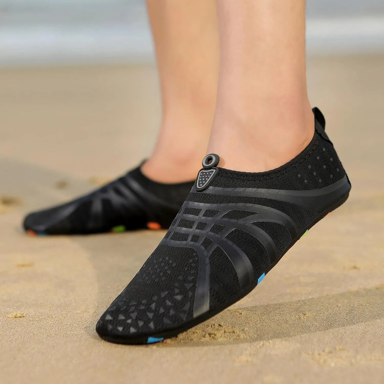 Women and Men Multi Purpose Feather Water Shoes Couples Quick-Dry Non Slip Beach Water Shoes for Diving Wading Pool Summer Men's and Women's Yoga Fitness Breathable Gradient Barefoot Slip on Sneakers
