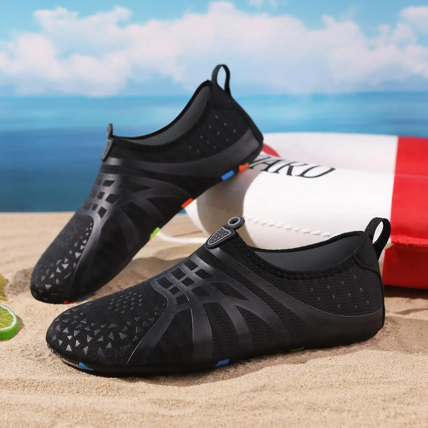 Women and Men Multi Purpose Feather Water Shoes Couples Quick-Dry Non Slip Beach Water Shoes for Diving Wading Pool Summer Men's and Women's Yoga Fitness Breathable Gradient Barefoot Slip on Sneakers