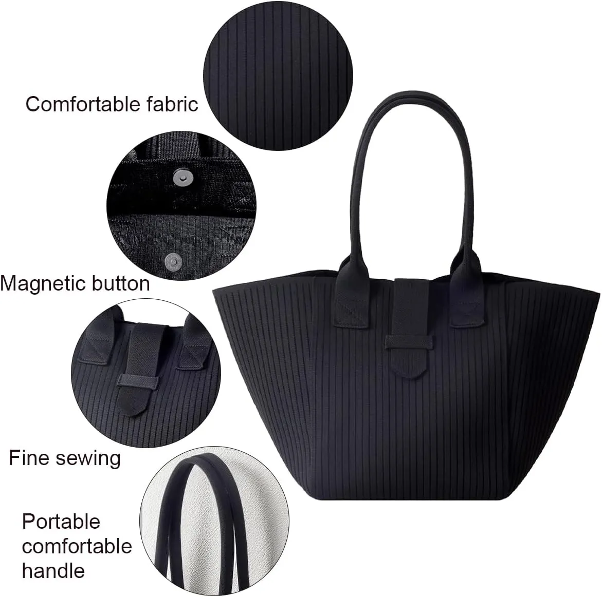 Women Tote Bag Lightweight Top Handle Bag Washable Shoulder Tote Handbag With Snap