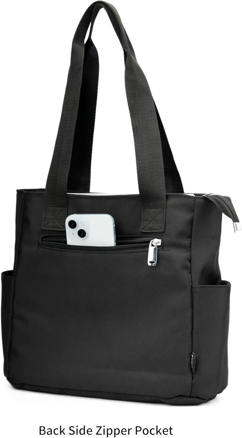 Women Tote Bag with Zipper Nylon Overnight Handbag Multiple Pockets Waterproof Shoulder Bag for Work Travel