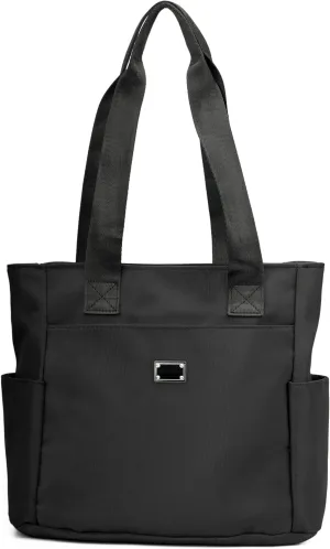Women Tote Bag with Zipper Nylon Overnight Handbag Multiple Pockets Waterproof Shoulder Bag for Work Travel