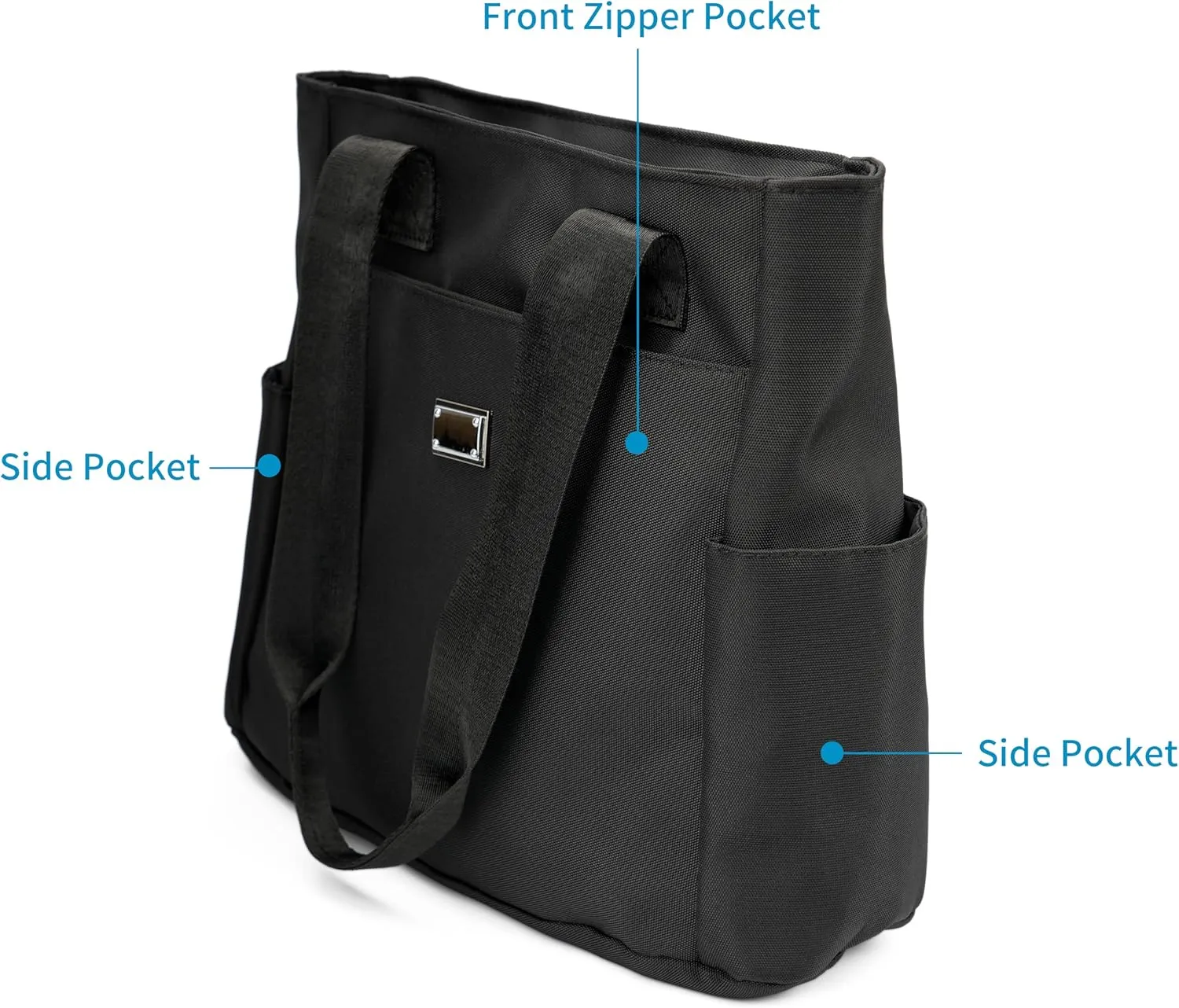Women Tote Bag with Zipper Nylon Overnight Handbag Multiple Pockets Waterproof Shoulder Bag for Work Travel