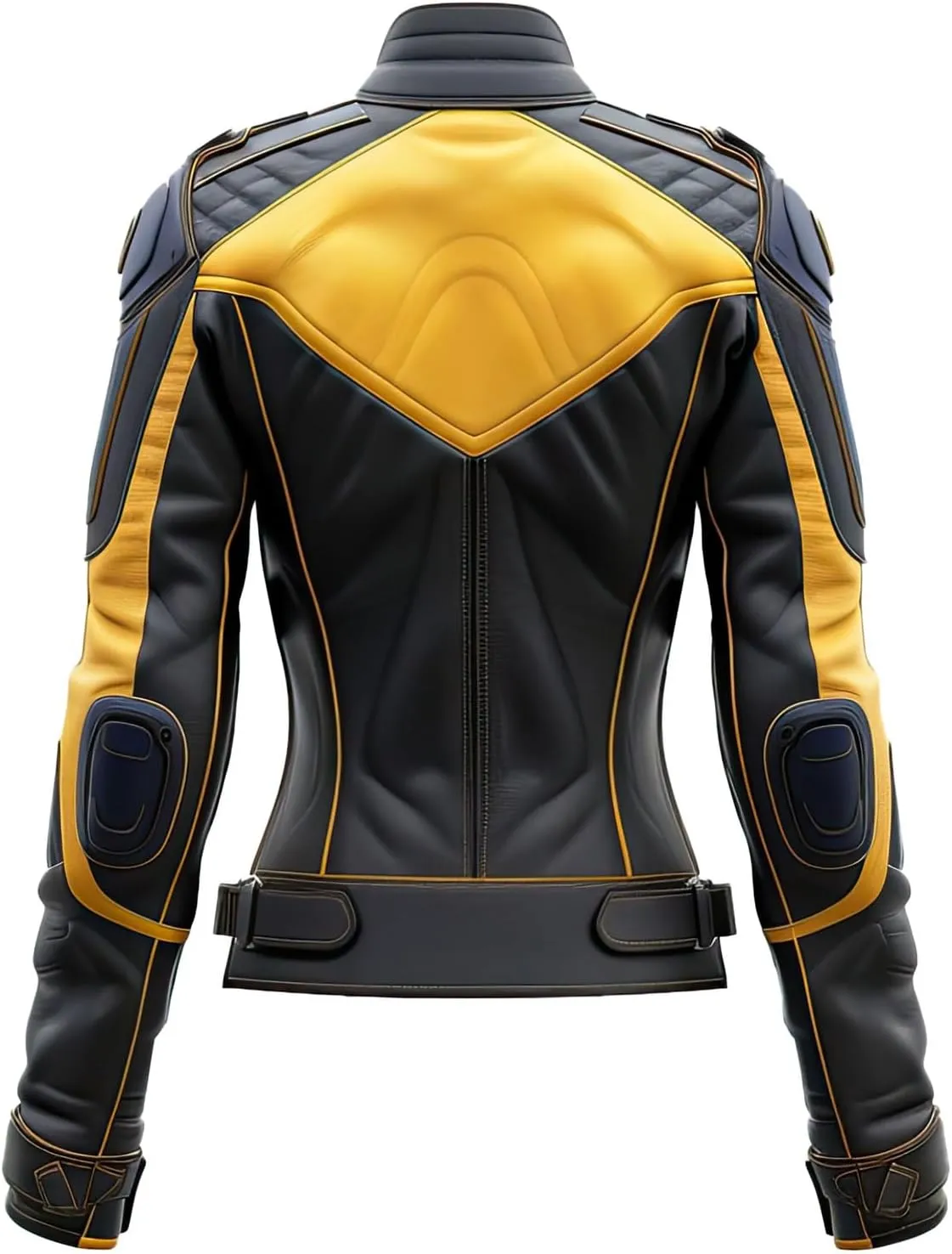 Women’s Black Yellow Genuine Sheepskin Elegant Rider Stand Collar Outfit Slim-fit Lightweight Leather Jacket