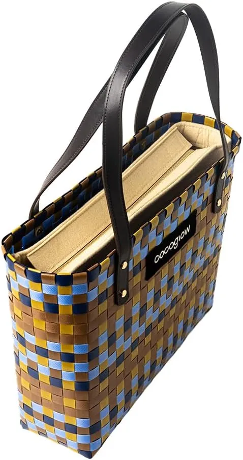 Women's Brown Woven Tote Bag, Trendy Travel-Friendly, Large