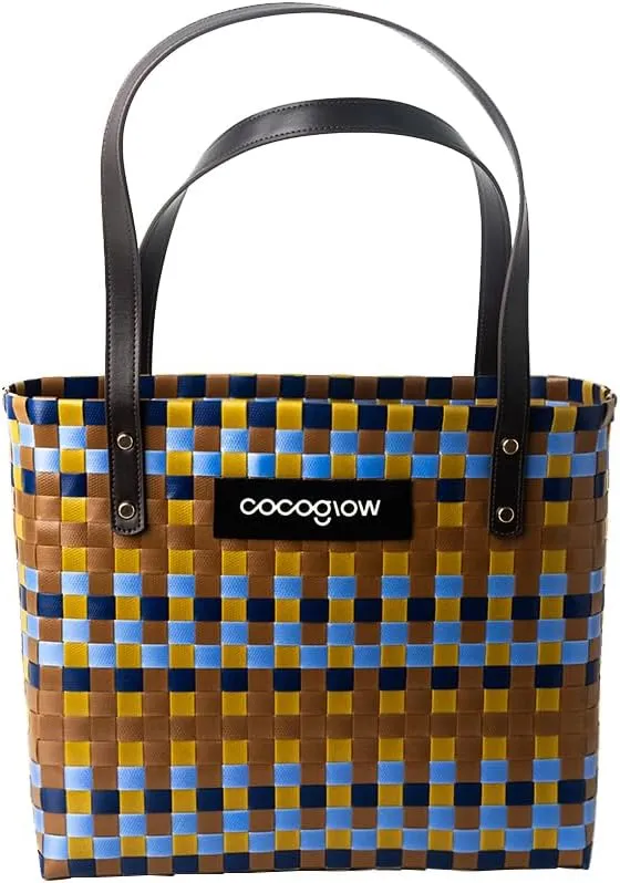 Women's Brown Woven Tote Bag, Trendy Travel-Friendly, Large