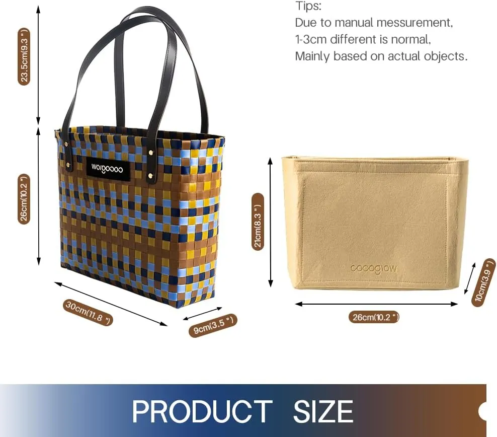 Women's Brown Woven Tote Bag, Trendy Travel-Friendly, Large
