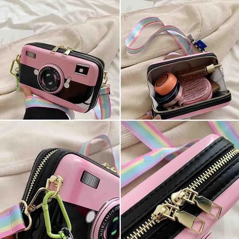 Women's Cute Camera Shaped Shoulder Bag, Novelty Stylish Casual Retro Crossbody Purse, Vintage Cartoon Box Clutch Handbag