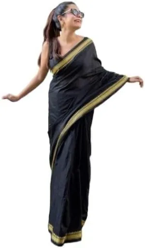 Women's Designer Cotton Indian Handloom Khadi Ethnic Saree With Tassels Unstitched Blouse Piece for Festival Wear