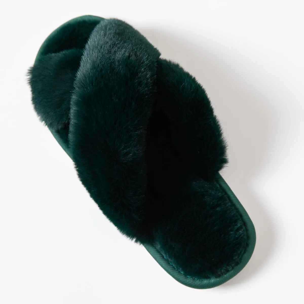 Women's Fuzzy Cross Band Slippers Indoor Outdoor Soft Open Toe House Slippers