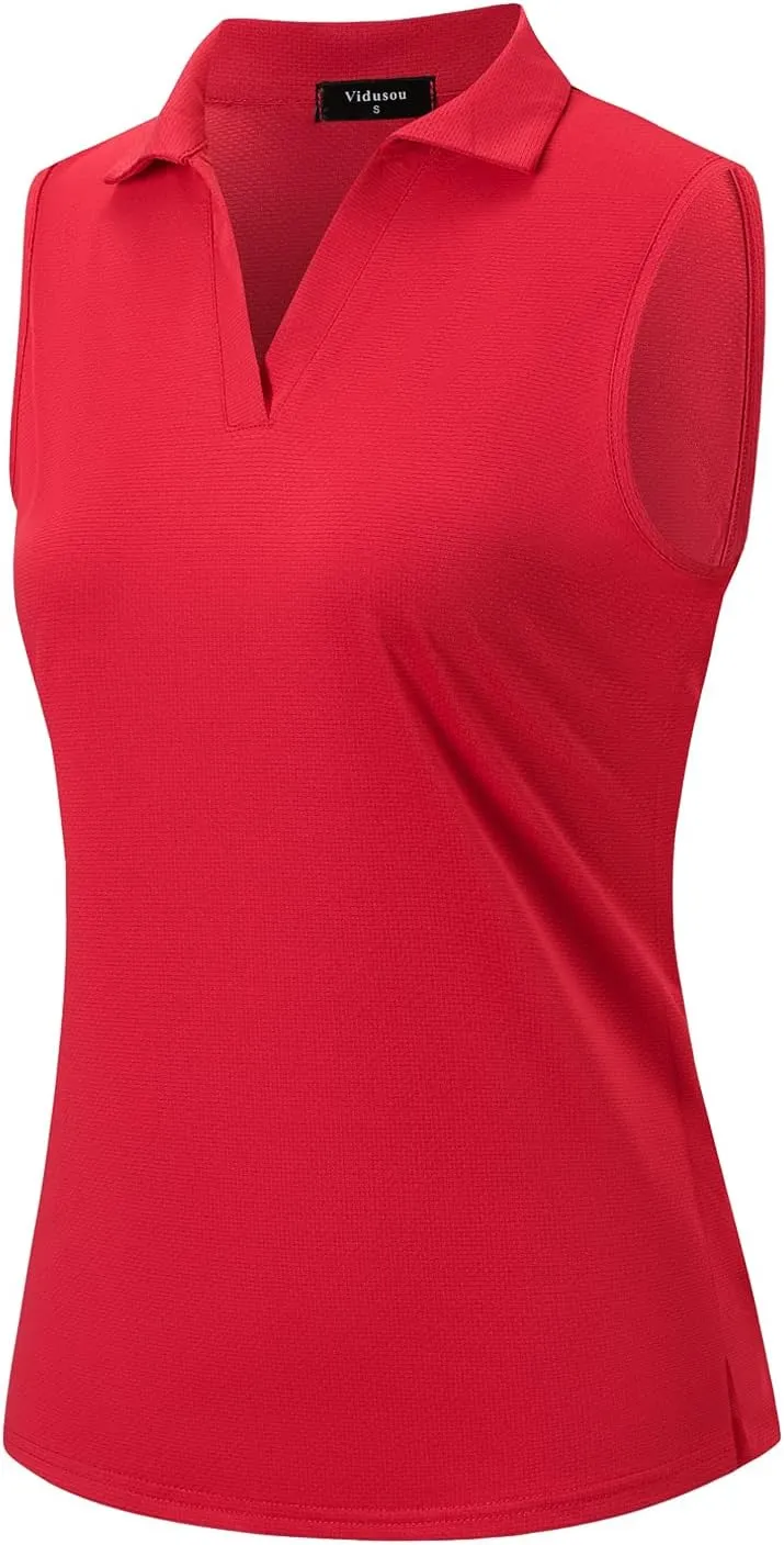 Womens Sleeveless Golf Polo Shirts Lightweight Tennis Sport Tops