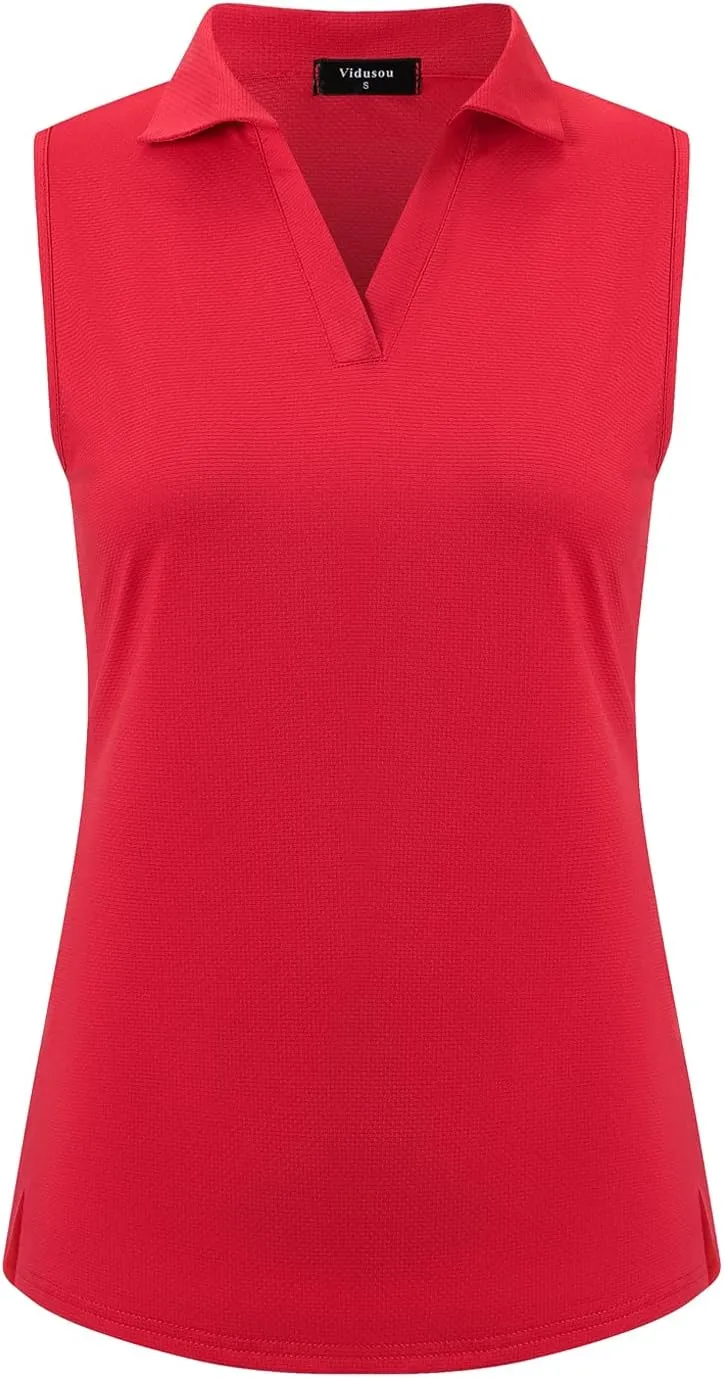 Womens Sleeveless Golf Polo Shirts Lightweight Tennis Sport Tops