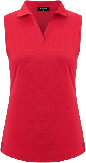 Womens Sleeveless Golf Polo Shirts Lightweight Tennis Sport Tops