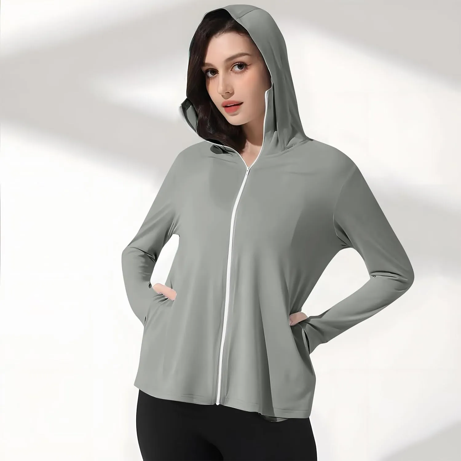 Womens UPF 50  Sun Protection Jacket Lightweight Zip Hooded Long Sleeve Fishing Hiking Shirts SPF UV Cooling Hoodies