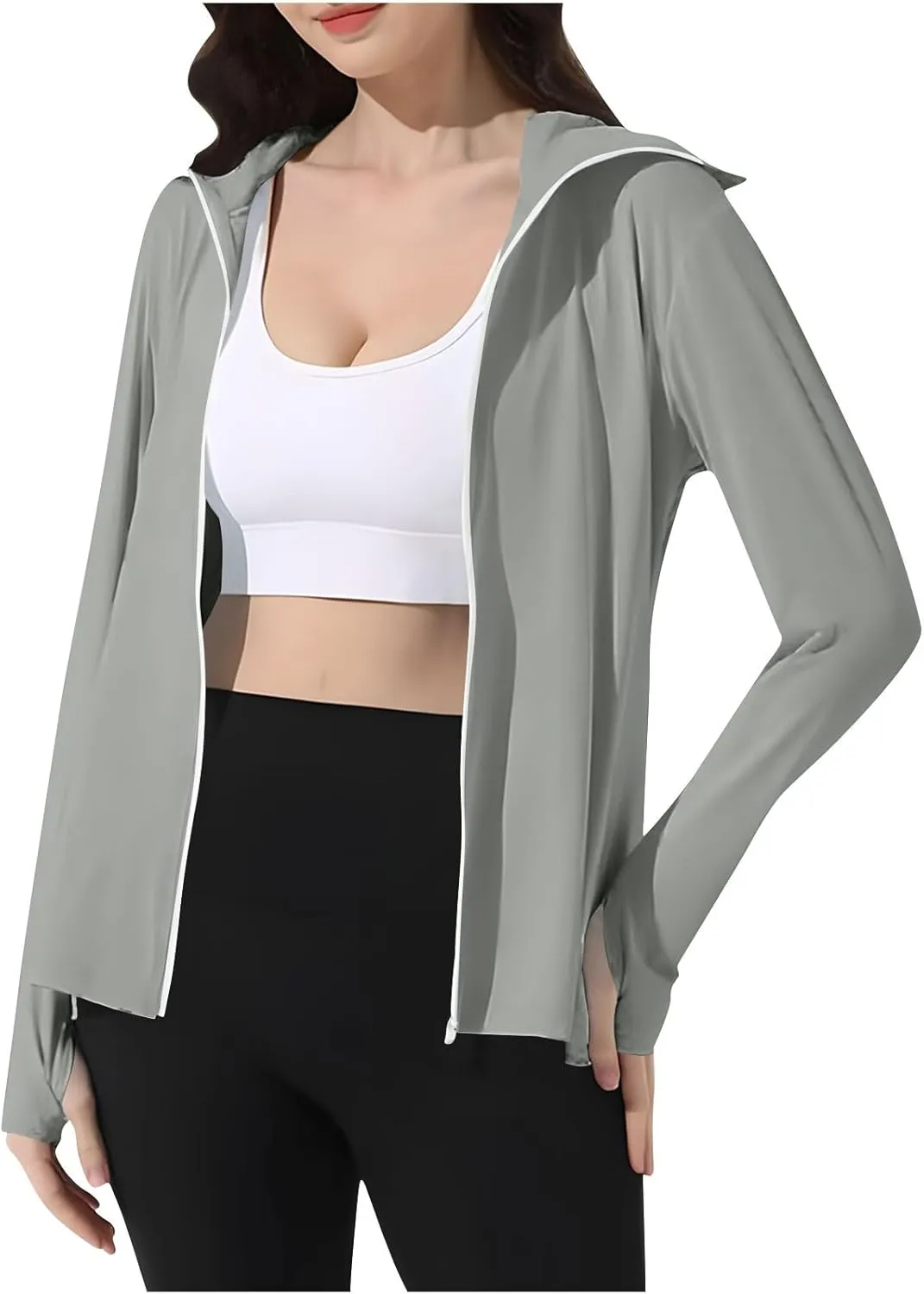 Womens UPF 50  Sun Protection Jacket Lightweight Zip Hooded Long Sleeve Fishing Hiking Shirts SPF UV Cooling Hoodies