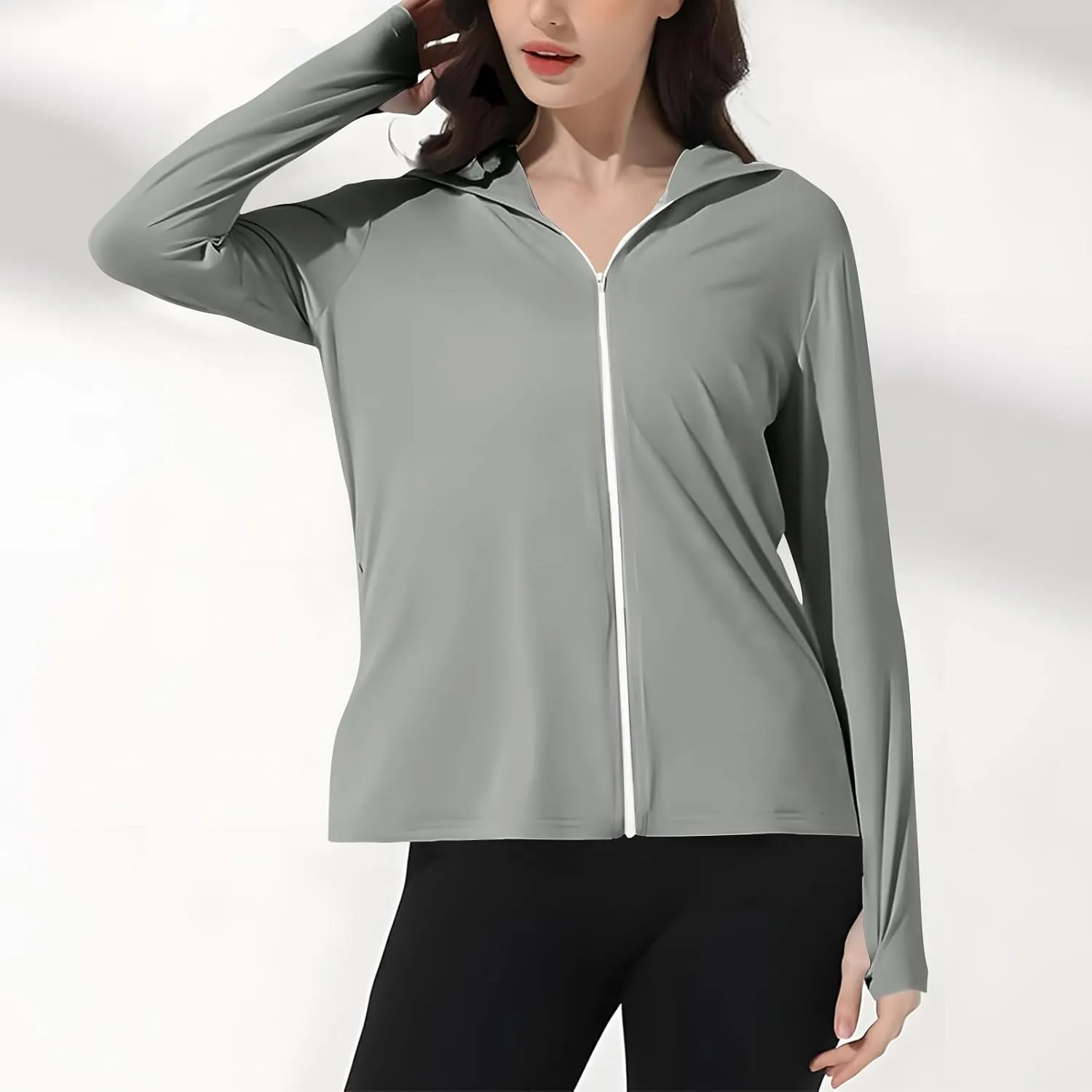 Womens UPF 50  Sun Protection Jacket Lightweight Zip Hooded Long Sleeve Fishing Hiking Shirts SPF UV Cooling Hoodies