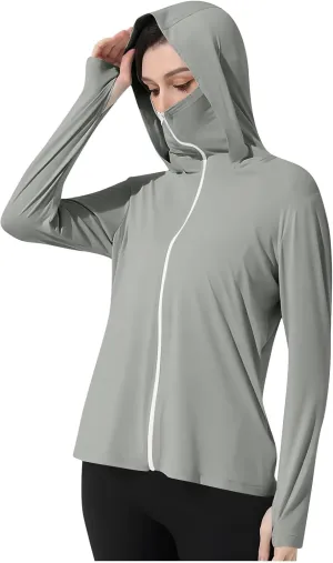 Womens UPF 50  Sun Protection Jacket Lightweight Zip Hooded Long Sleeve Fishing Hiking Shirts SPF UV Cooling Hoodies