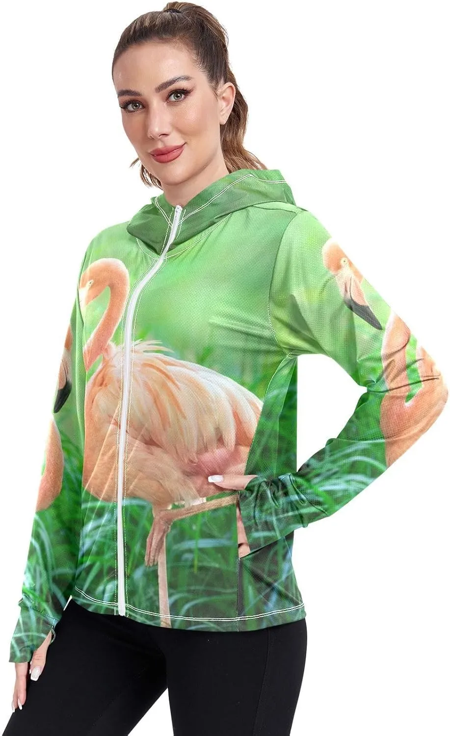 Women's UPF 50  Sun Protection UV Jacket - Zip Up Hoodie Long Sleeve Hiking Fishing Shirt with Pockets Thumb Hole
