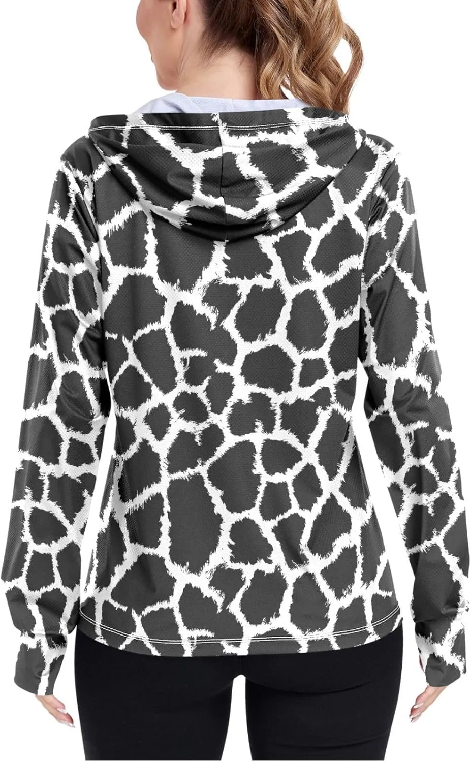 Women'S UPF 50  Uv Sun Protection Clothing Giraffe Patterns Zipper Jacket Long-Sleeved Hoodie
