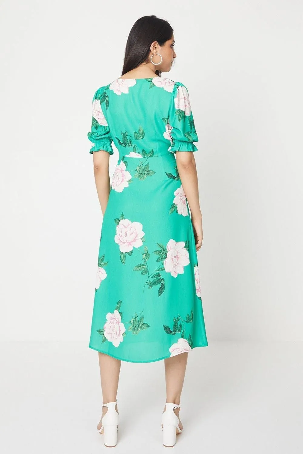Womens/Ladies Floral Button Through Midi Dress