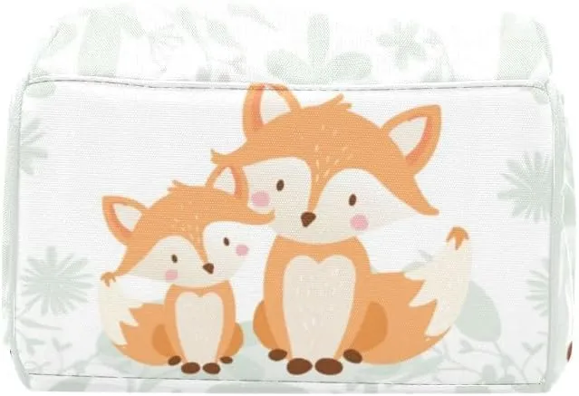 Woodland Fox Personalized Diaper Bag Backpack,Custom Name Diaper Backpack Nursing Baby Mommy Bag for Boys Girls Shower Gift