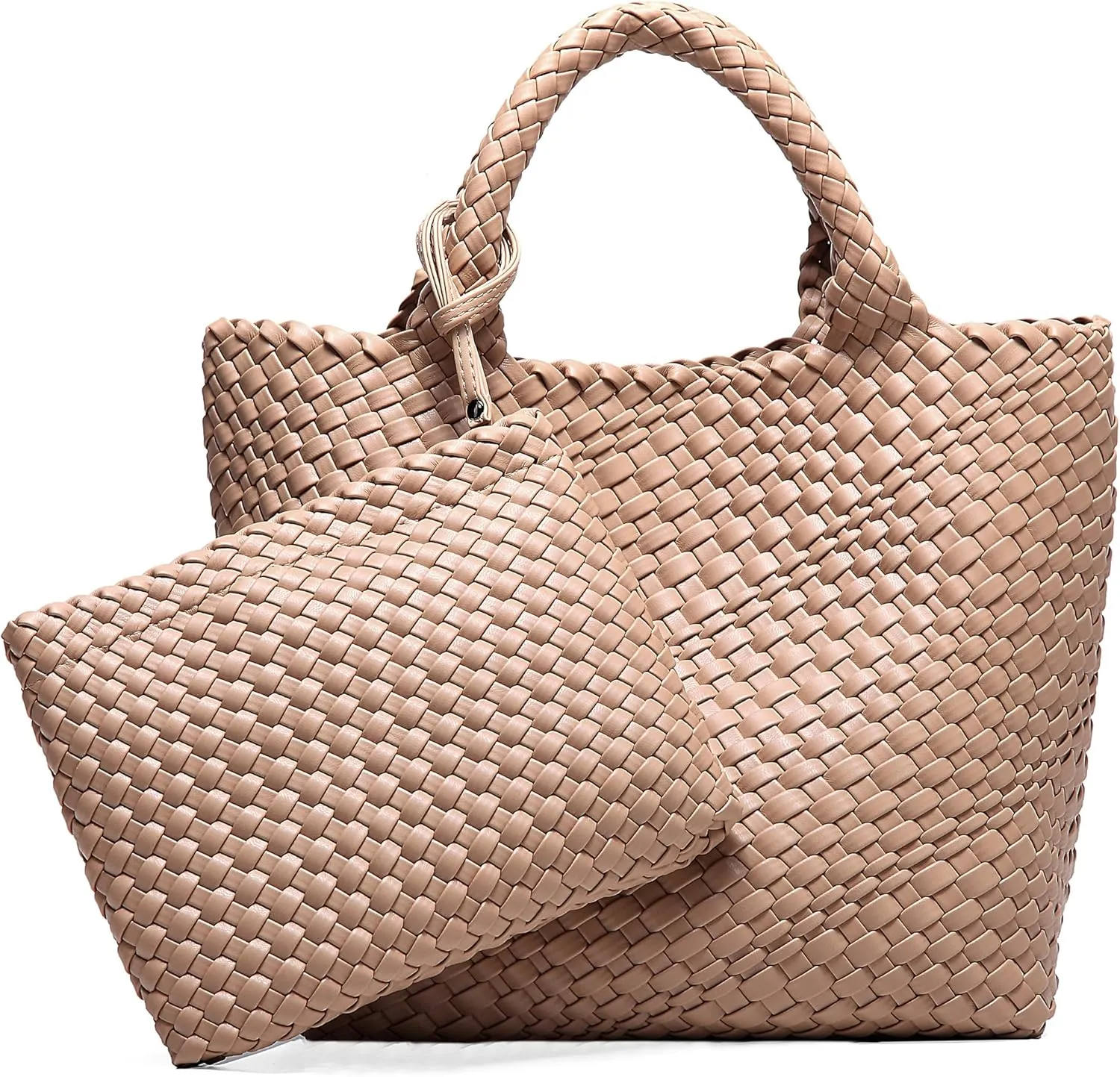 Woven Bag for Women Vegan Leather Tote Bag Large Summer Beach Travel Handbag and Purse Retro Handmade Shoulder Bag